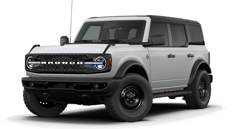 2026 Ford Bronco Outer Banks in Avalanche Gray — front three-quarter view